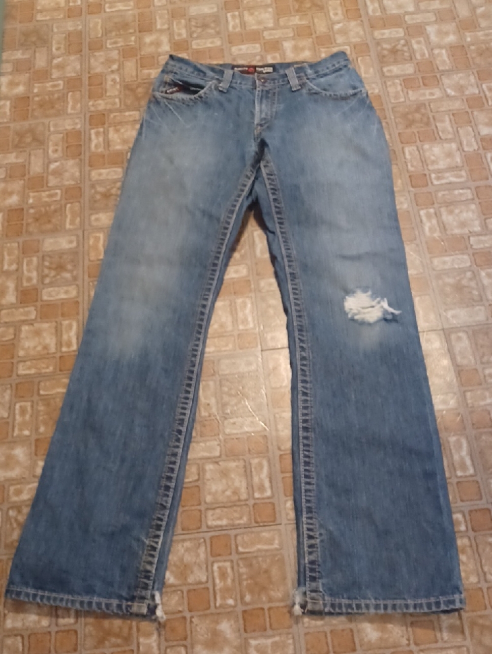 Ariat Light Wash Flare Jeans with Knee Distress 29x36